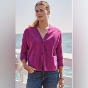 J. Jill Magenta Button-Up Cardigan